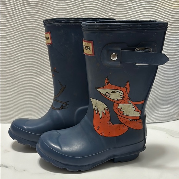 Hunter Kids Blue Owl Rain Boots - Picture 3 of 4